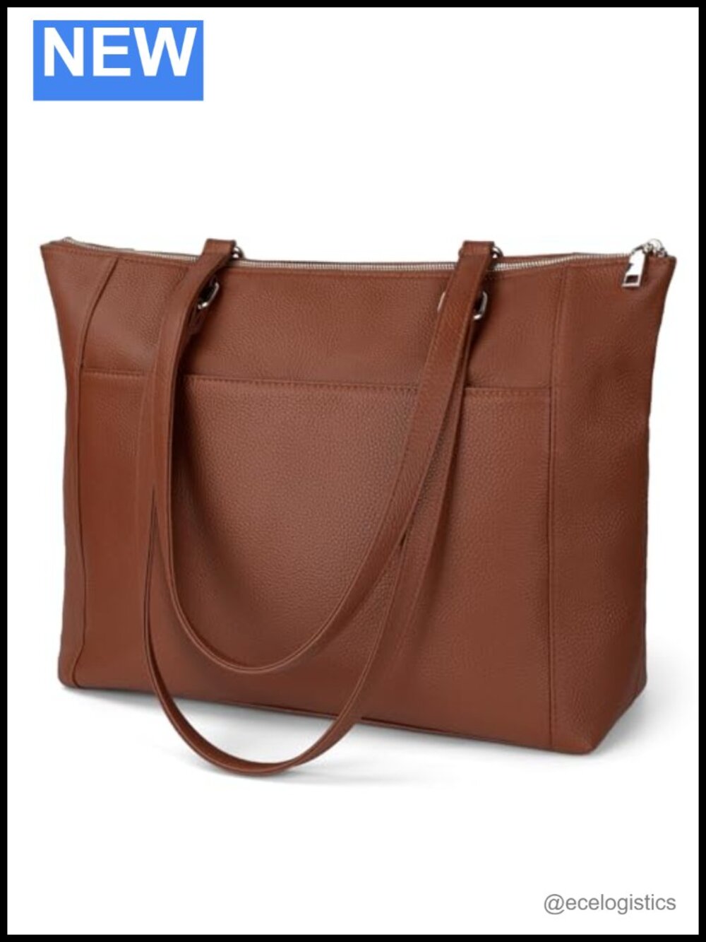 Genuine Leather Tote Bag for Women with Laptop Sleeve